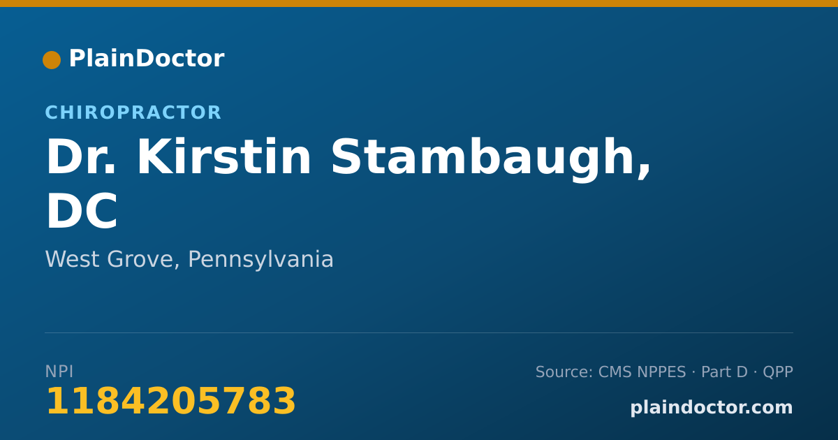 Shareable card for Kirstin Stambaugh, DC - Chiropractor, West Grove, PA
