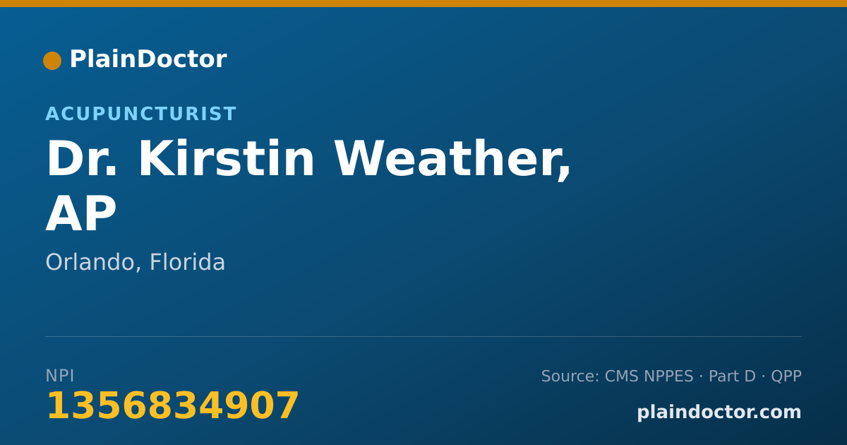 Shareable card for Kirstin Weather, AP - Acupuncturist, Orlando, FL