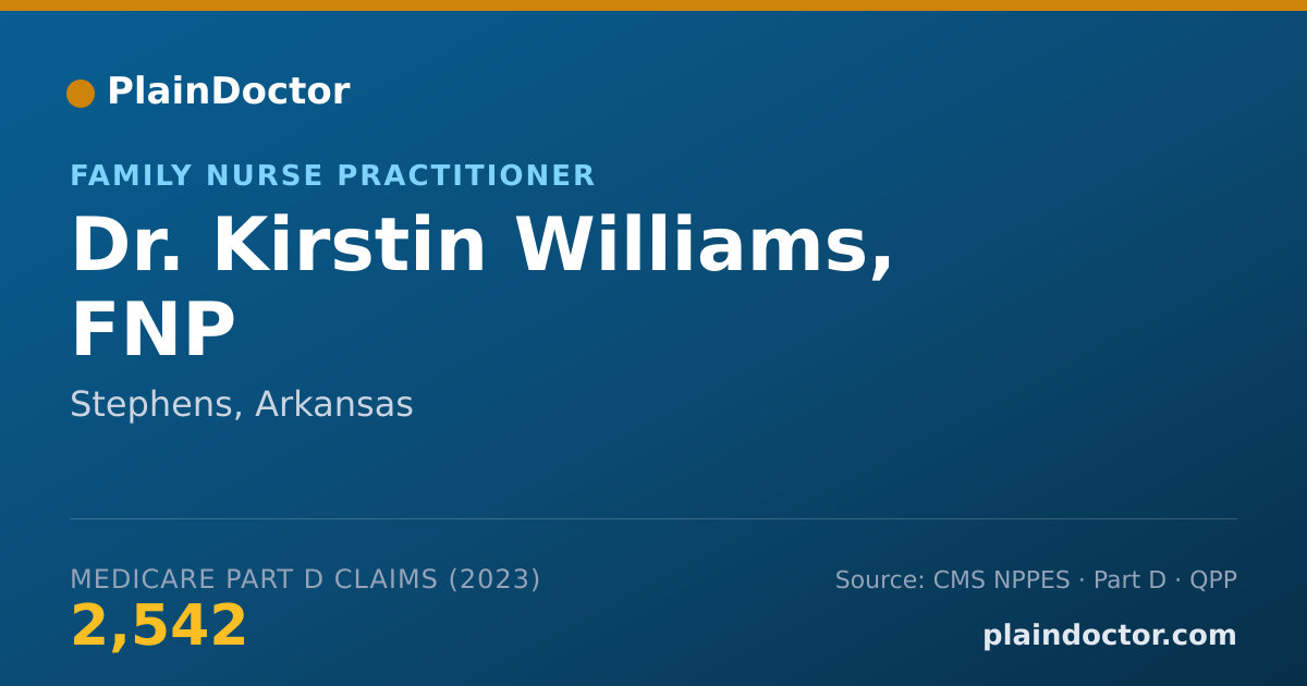 Shareable card for Kirstin Williams, FNP - Family Nurse Practitioner, Stephens, AR