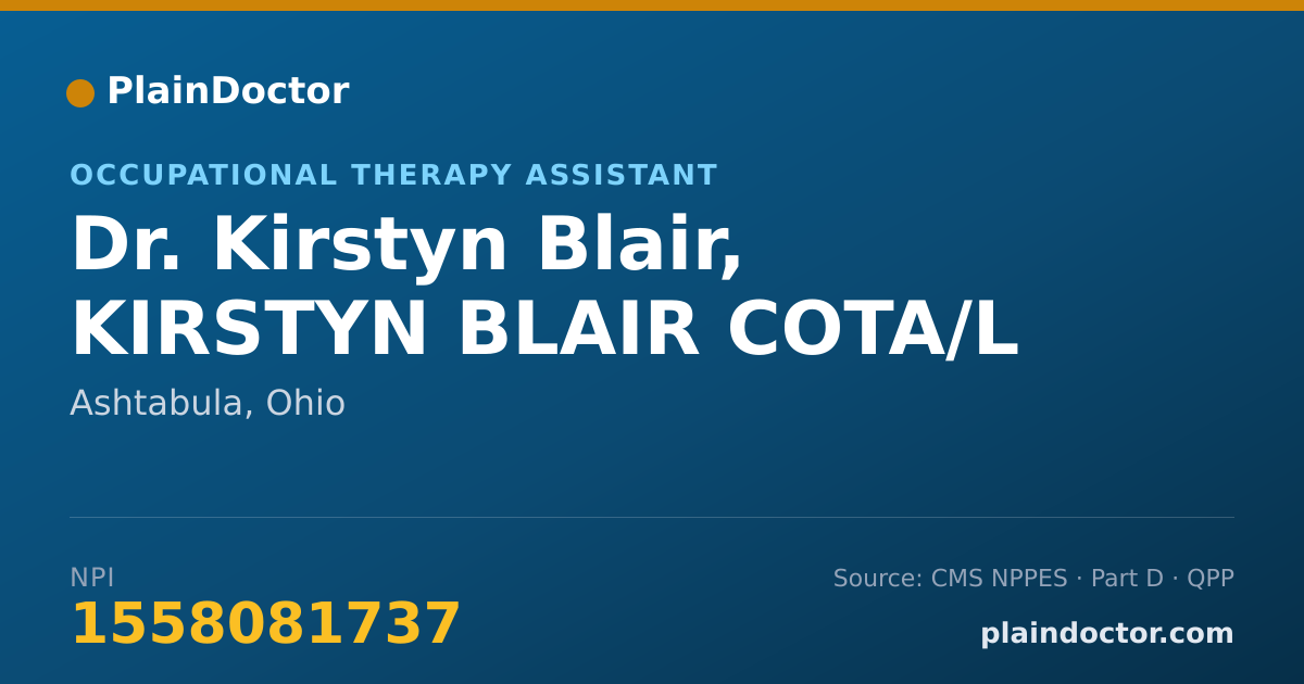 Shareable card for Kirstyn Blair, KIRSTYN BLAIR COTA/L - Occupational Therapy Assistant, Ashtabula, OH
