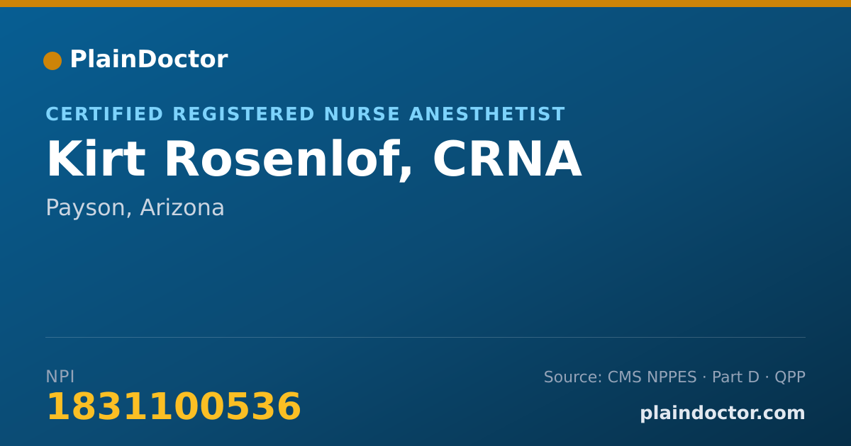 Shareable card for Kirt Rosenlof, CRNA - Certified Registered Nurse Anesthetist, Payson, AZ