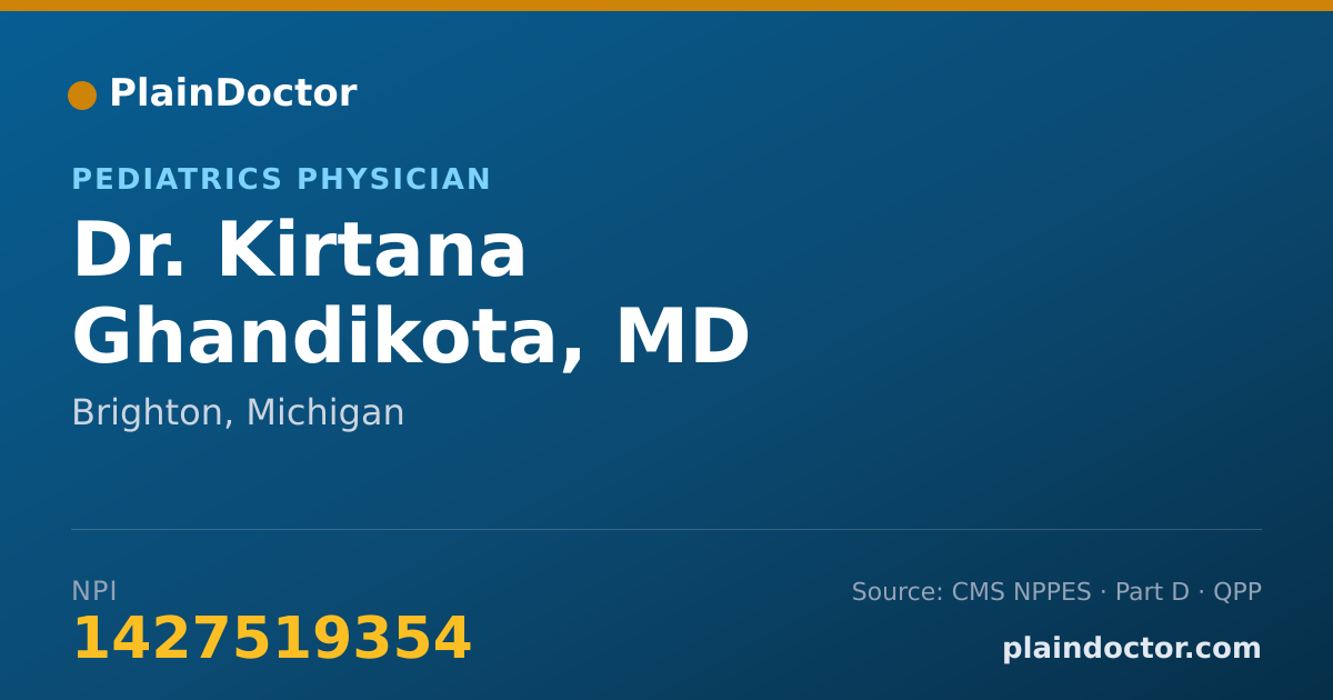 Shareable card for Kirtana Ghandikota, MD - Pediatrics Physician, Brighton, MI