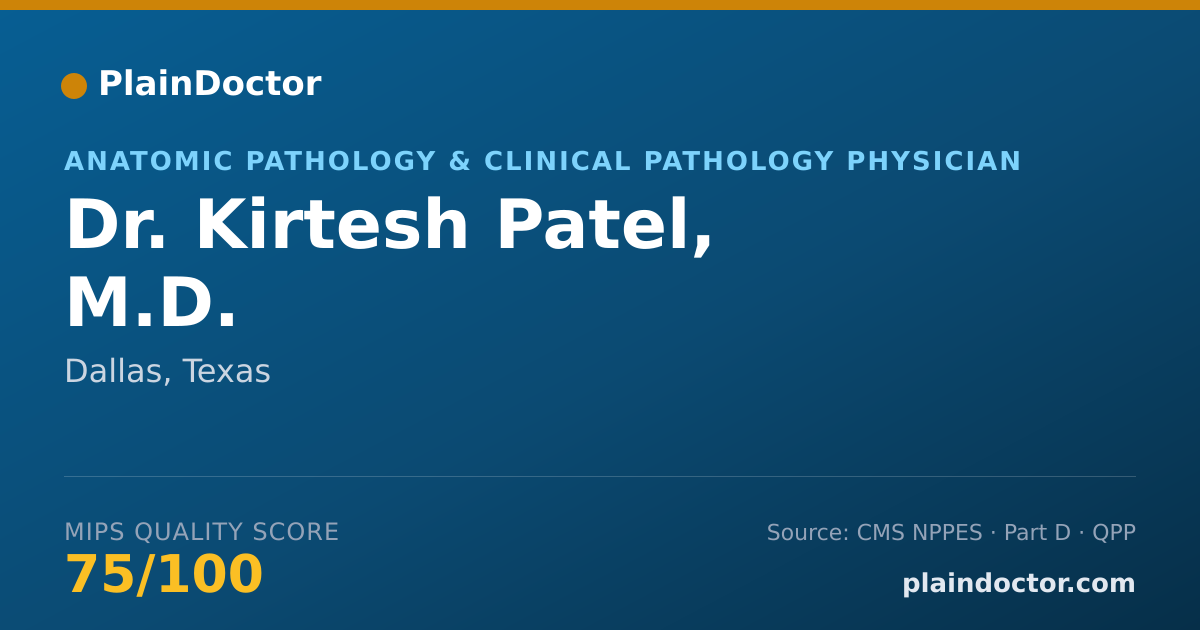 Shareable card for Kirtesh Patel, M.D. - Anatomic Pathology & Clinical Pathology Physician, Dallas, TX