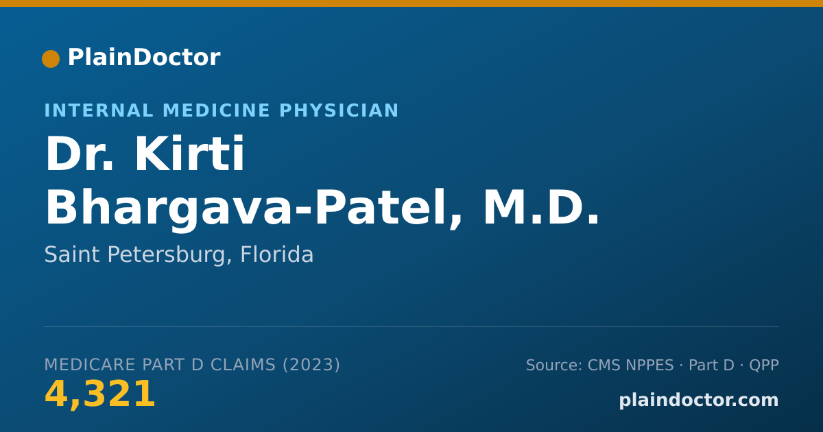 Shareable card for Kirti Bhargava-Patel, M.D. - Internal Medicine Physician, Saint Petersburg, FL
