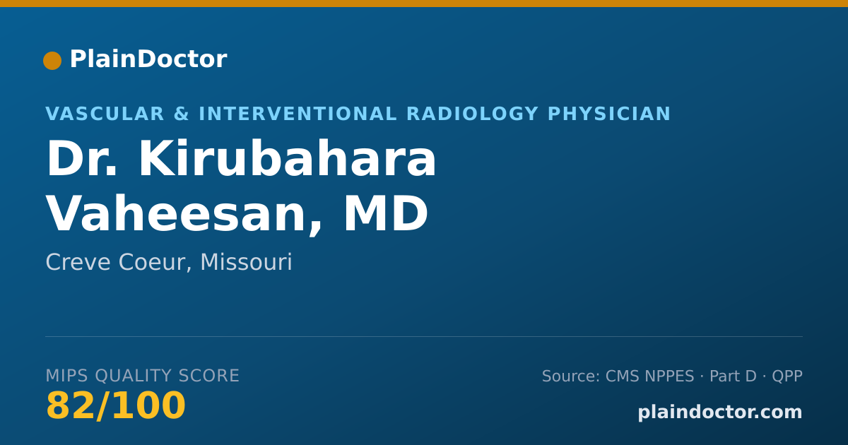 Shareable card for Kirubahara Vaheesan, MD - Vascular & Interventional Radiology Physician, Creve Coeur, MO
