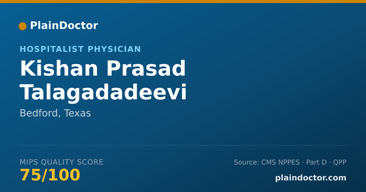 Shareable card for Kishan Prasad Talagadadeevi - Hospitalist Physician, Bedford, TX