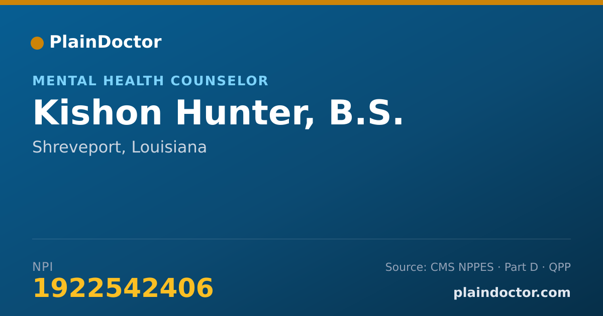 Shareable card for Kishon Hunter, B.S. - Mental Health Counselor, Shreveport, LA