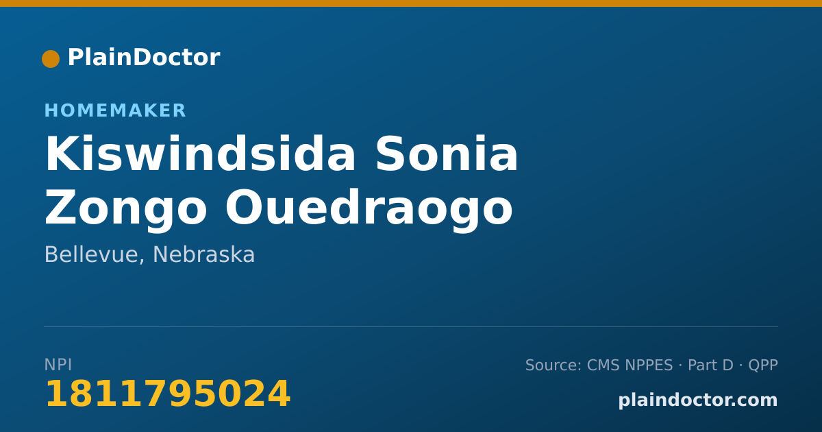 Shareable card for Kiswindsida Sonia Zongo Ouedraogo - Homemaker, Bellevue, NE