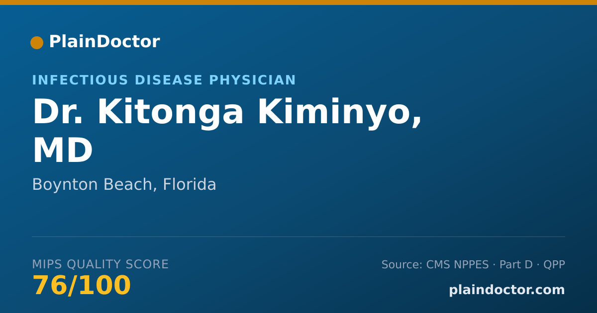 Shareable card for Kitonga Kiminyo, MD - Infectious Disease Physician, Boynton Beach, FL
