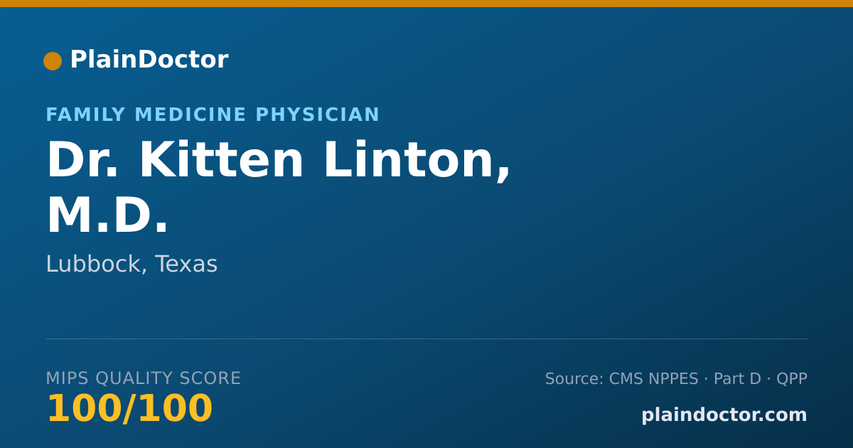Shareable card for Kitten Linton, M.D. - Family Medicine Physician, Lubbock, TX