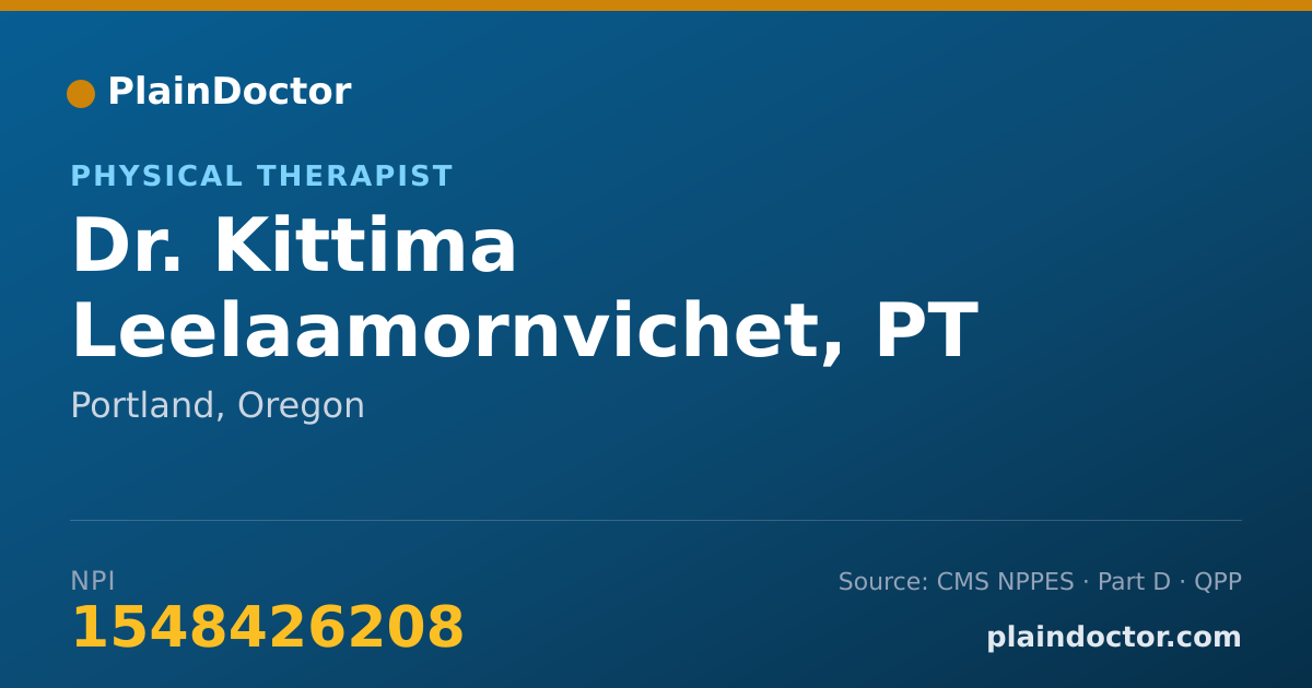 Shareable card for Kittima Leelaamornvichet, PT - Physical Therapist, Portland, OR