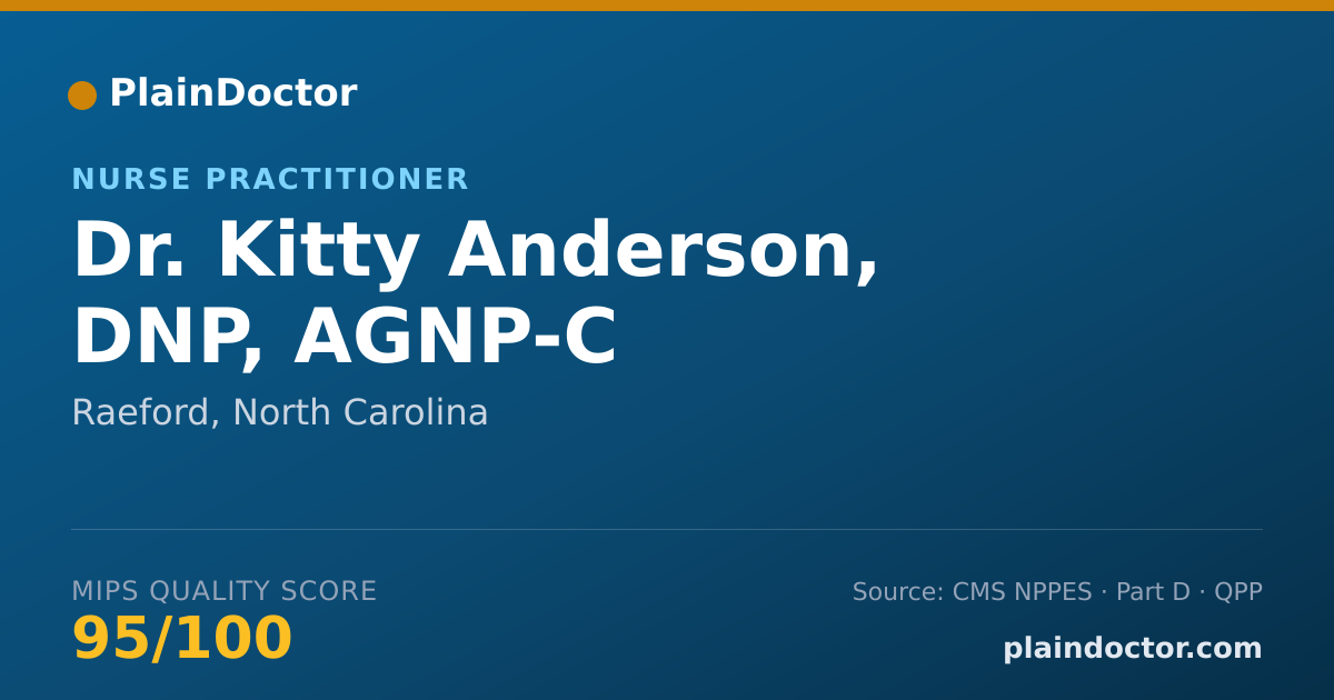 Shareable card for Kitty Anderson, DNP, AGNP-C - Nurse Practitioner, Raeford, NC