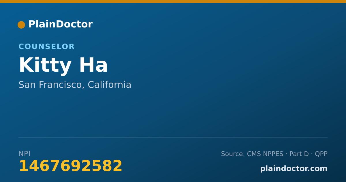 Shareable card for Kitty Ha - Counselor, San Francisco, CA