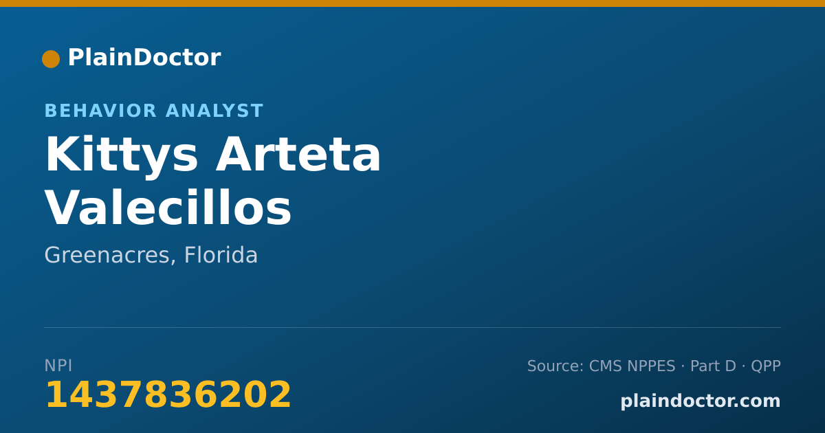 Shareable card for Kittys Arteta Valecillos - Behavior Analyst, Greenacres, FL