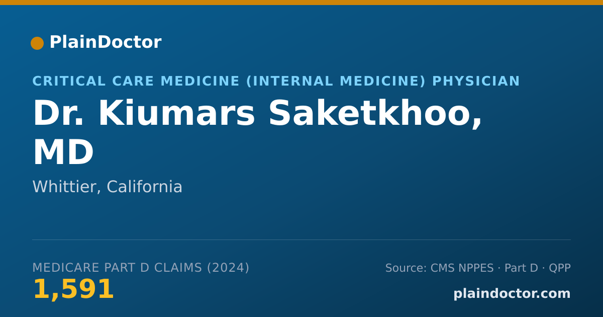 Shareable card for Kiumars Saketkhoo, MD - Critical Care Medicine (Internal Medicine) Physician, Whittier, CA