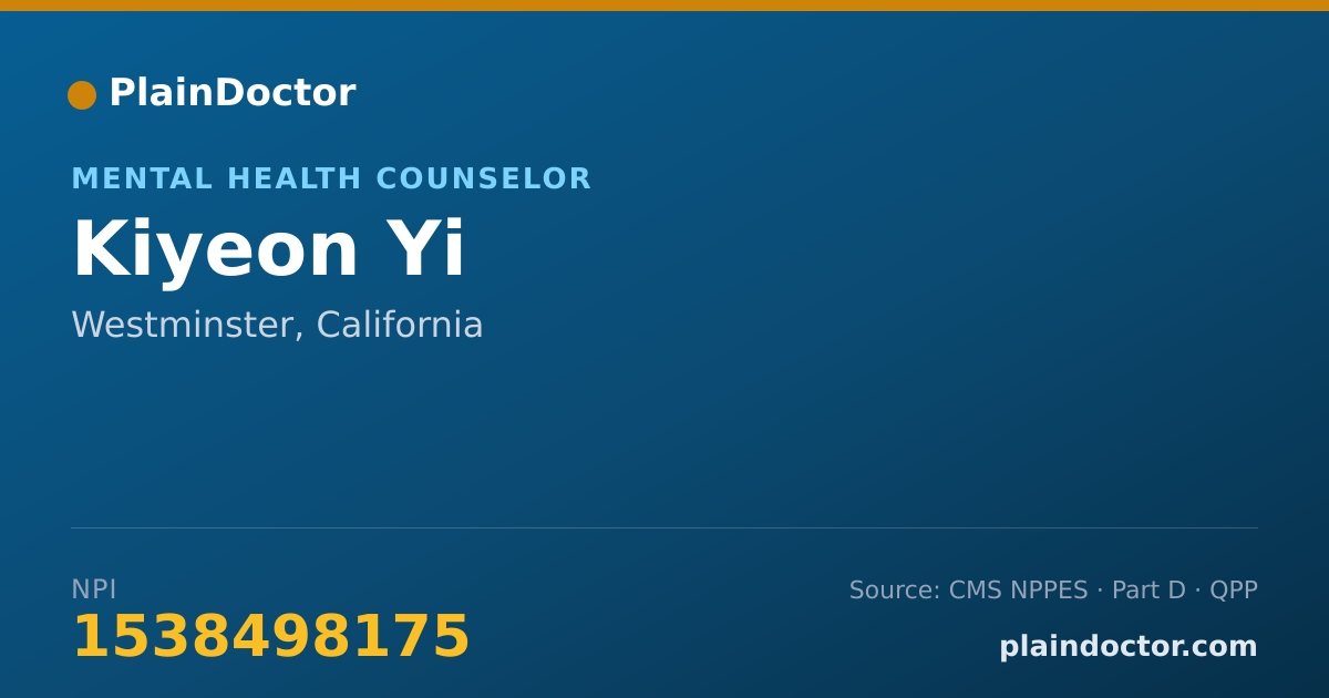 Shareable card for Kiyeon Yi - Mental Health Counselor, Westminster, CA