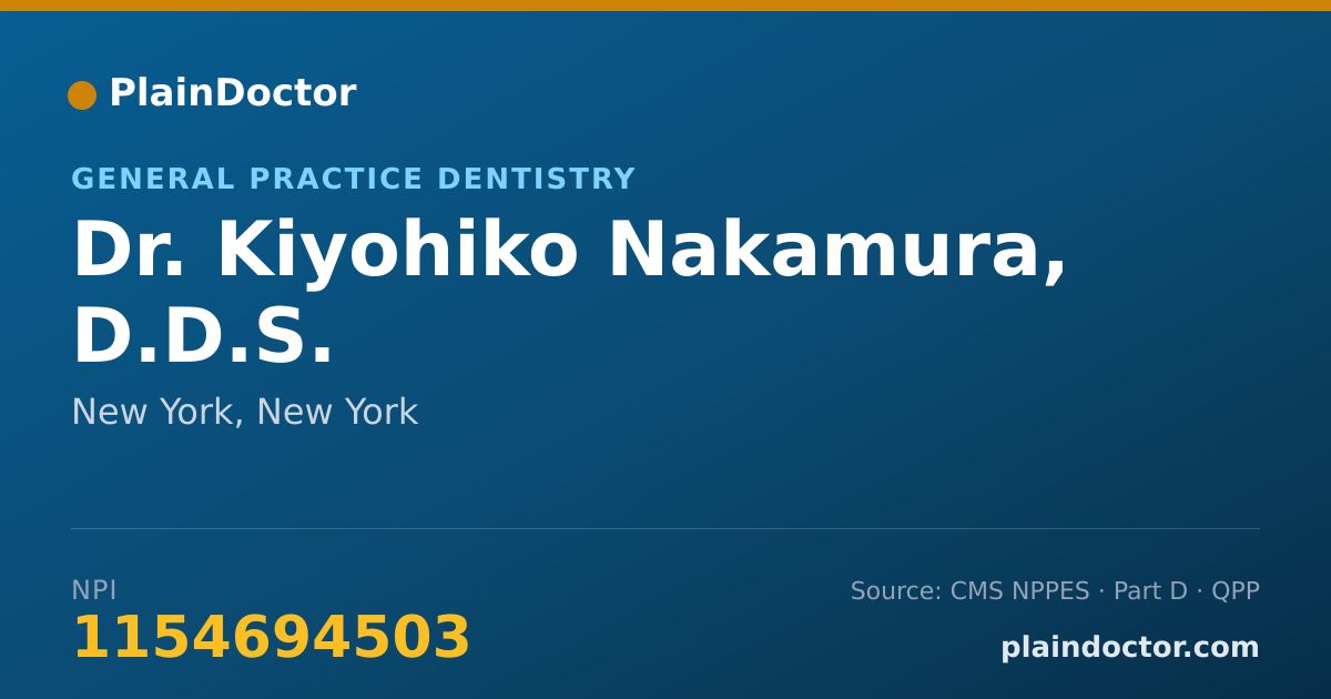 Shareable card for Kiyohiko Nakamura, D.D.S. - General Practice Dentistry, New York, NY