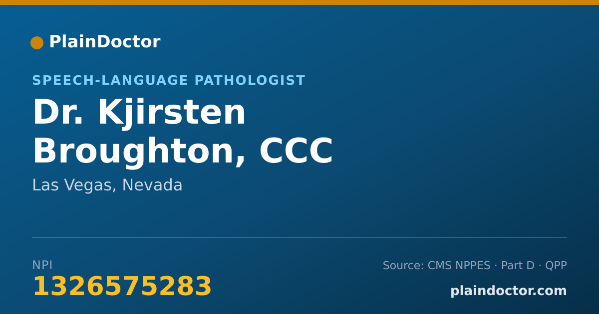 Shareable card for Kjirsten Broughton, CCC - Speech-Language Pathologist, Las Vegas, NV
