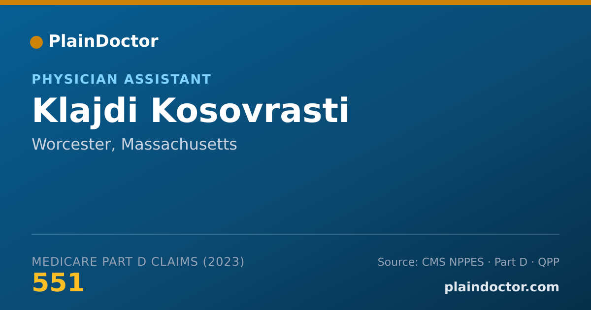 Shareable card for Klajdi Kosovrasti - Physician Assistant, Worcester, MA
