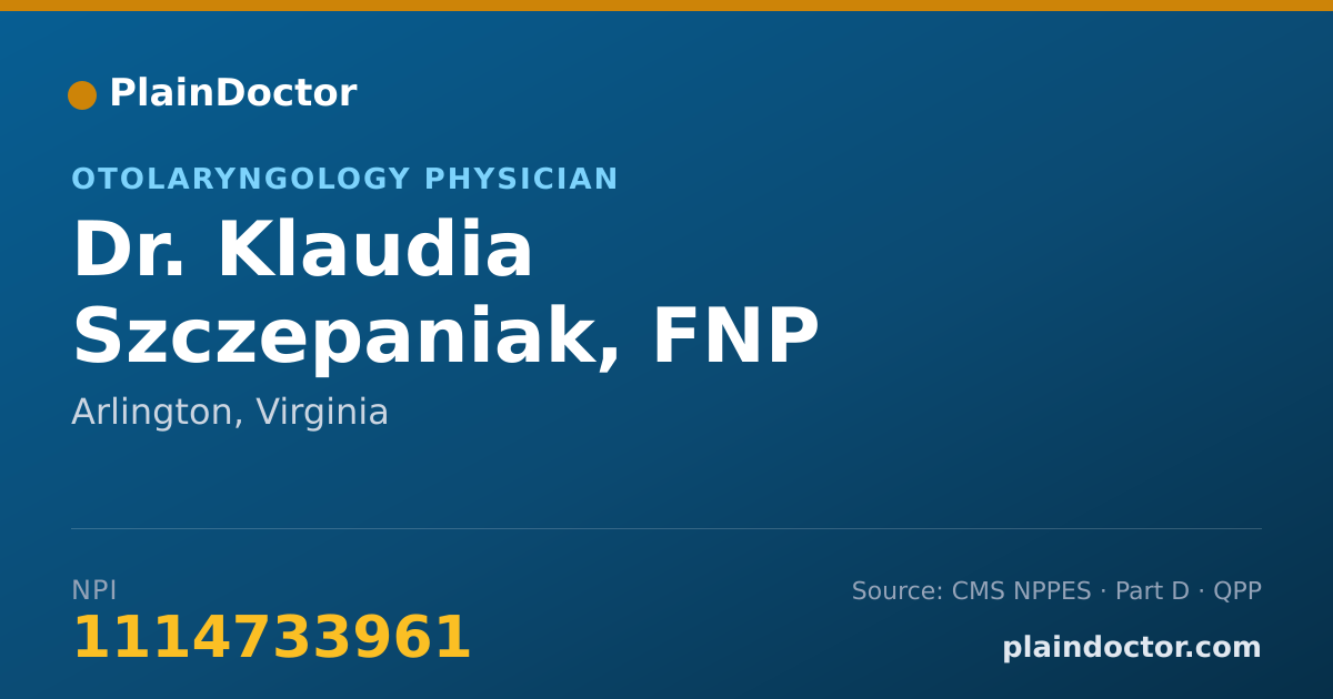 Shareable card for Klaudia Szczepaniak, FNP - Otolaryngology Physician, Arlington, VA