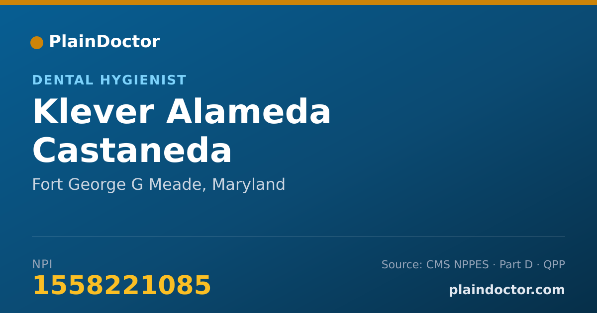 Shareable card for Klever Alameda Castaneda - Dental Hygienist, Fort George G Meade, MD