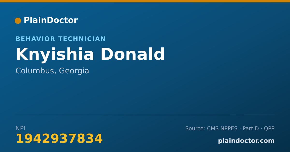 Shareable card for Knyishia Donald - Behavior Technician, Columbus, GA