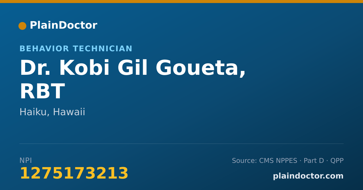 Shareable card for Kobi Gil Goueta, RBT - Behavior Technician, Haiku, HI