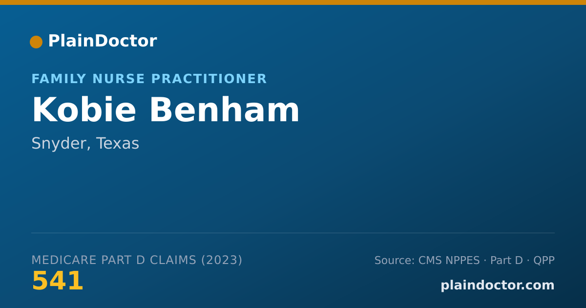 Shareable card for Kobie Benham - Family Nurse Practitioner, Snyder, TX