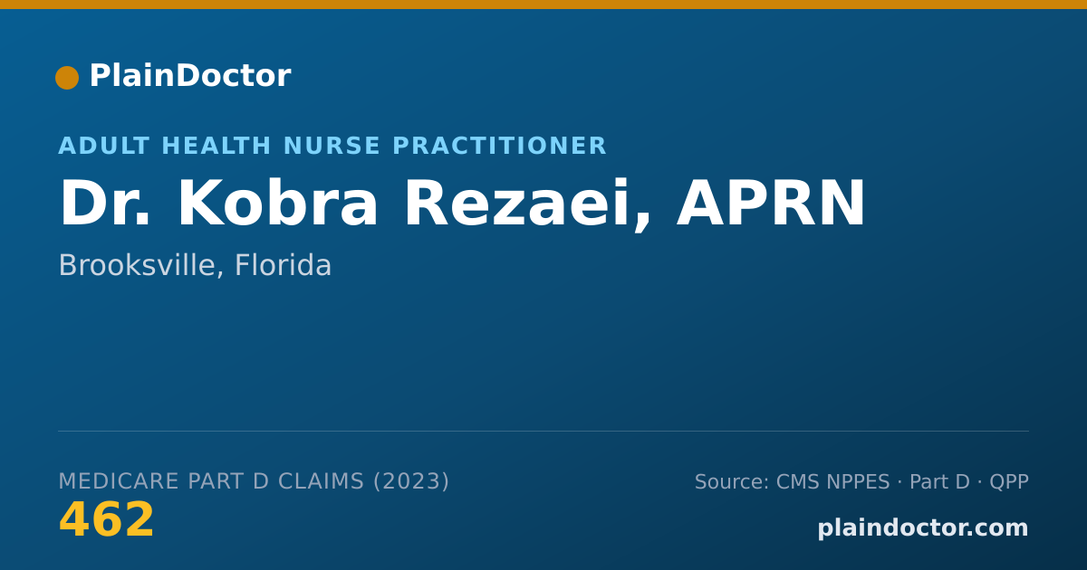 Shareable card for Kobra Rezaei, APRN - Adult Health Nurse Practitioner, Brooksville, FL