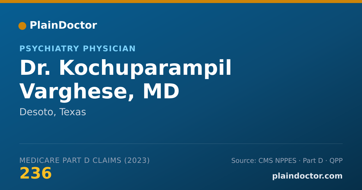 Shareable card for Kochuparampil Varghese, MD - Psychiatry Physician, Desoto, TX