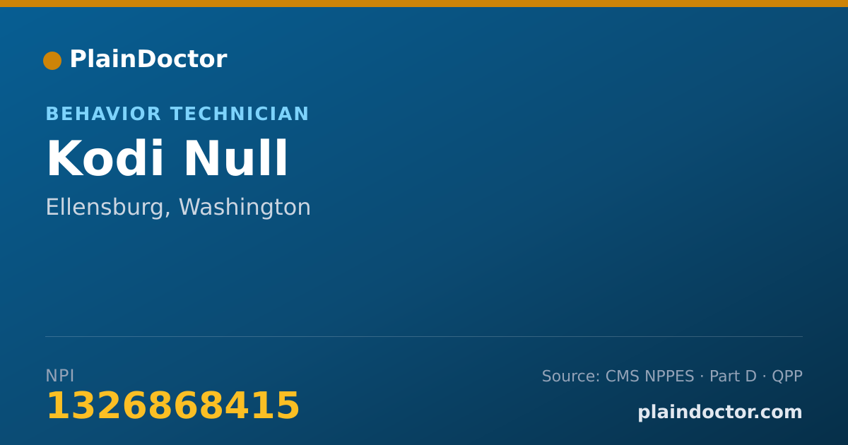 Shareable card for Kodi Null - Behavior Technician, Ellensburg, WA