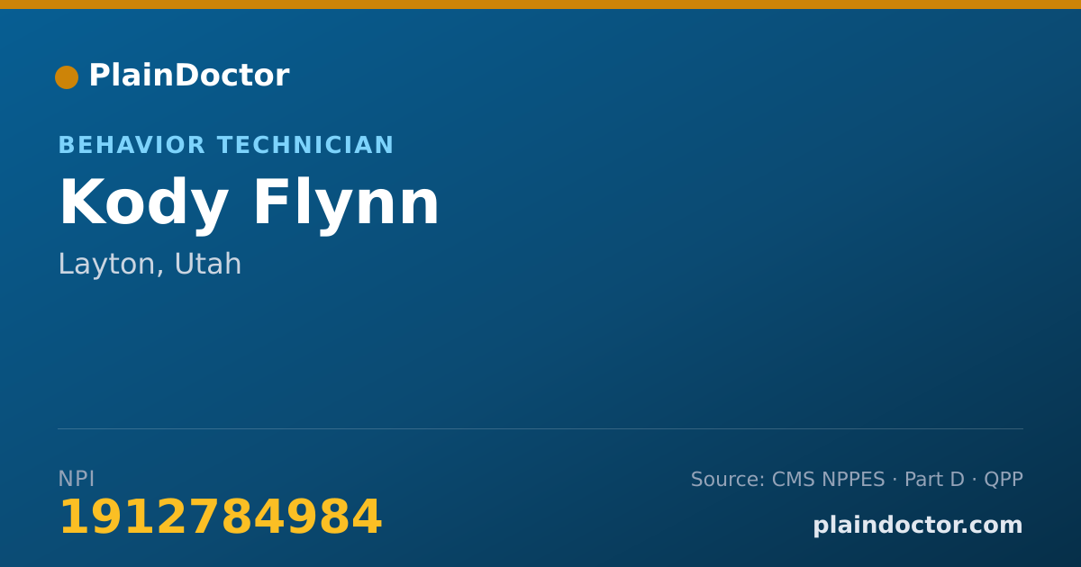 Shareable card for Kody Flynn - Behavior Technician, Layton, UT