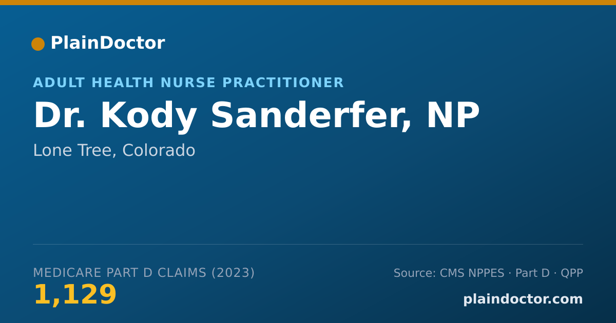 Shareable card for Kody Sanderfer, NP - Adult Health Nurse Practitioner, Lone Tree, CO