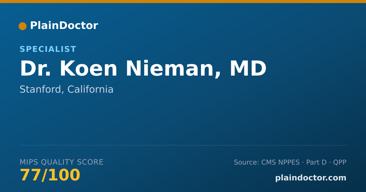Shareable card for Koen Nieman, MD - Specialist, Stanford, CA