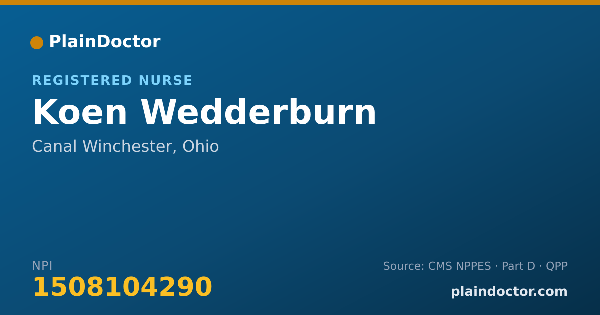 Shareable card for Koen Wedderburn - Registered Nurse, Canal Winchester, OH
