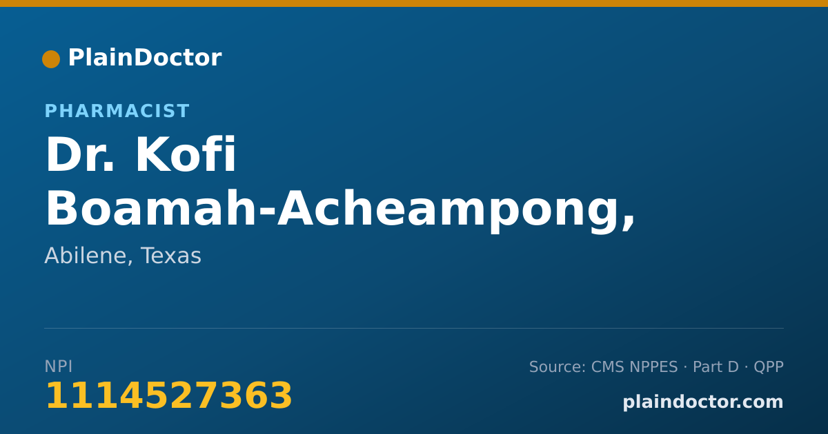 Shareable card for Kofi Boamah-Acheampong, PHARM.D - Pharmacist, Abilene, TX