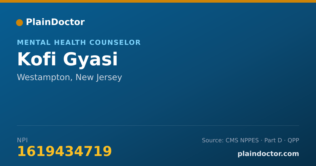 Shareable card for Kofi Gyasi - Mental Health Counselor, Westampton, NJ