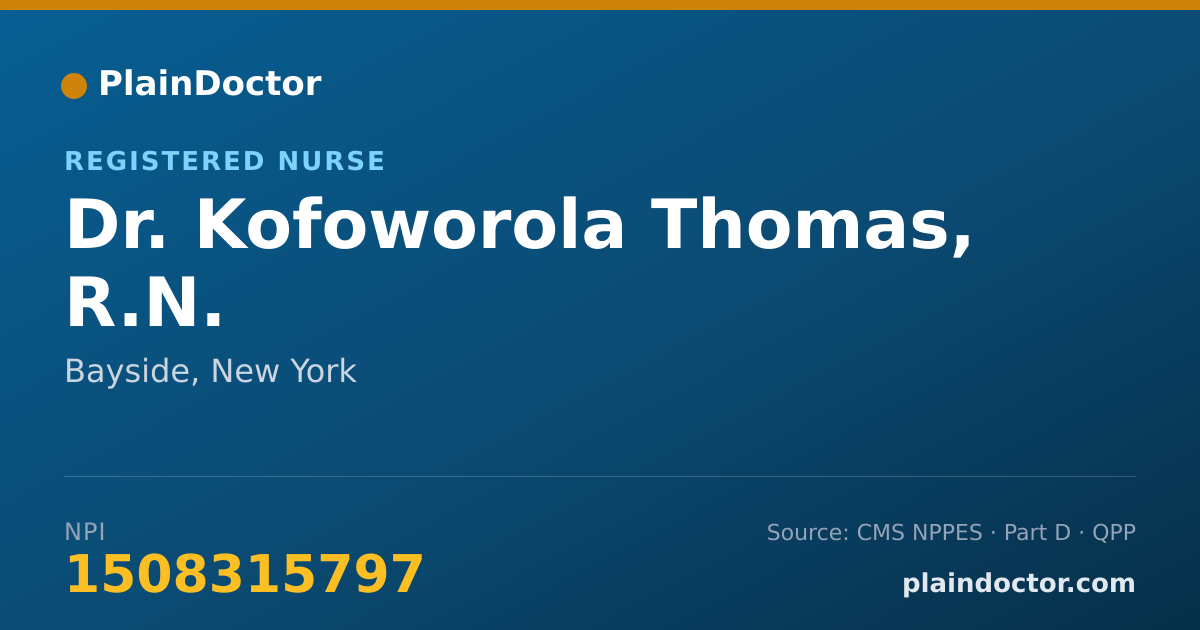 Shareable card for Kofoworola Thomas, R.N. - Registered Nurse, Bayside, NY