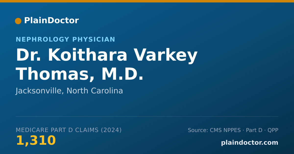 Shareable card for Koithara Varkey Thomas, M.D. - Nephrology Physician, Jacksonville, NC