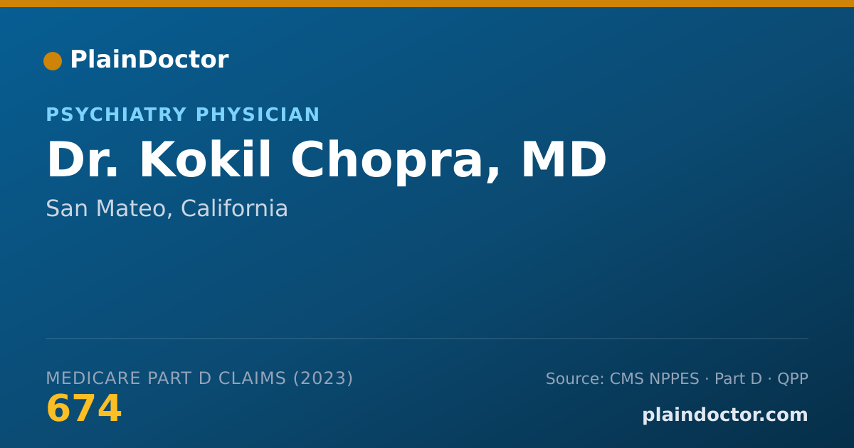 Shareable card for Kokil Chopra, MD - Psychiatry Physician, San Mateo, CA