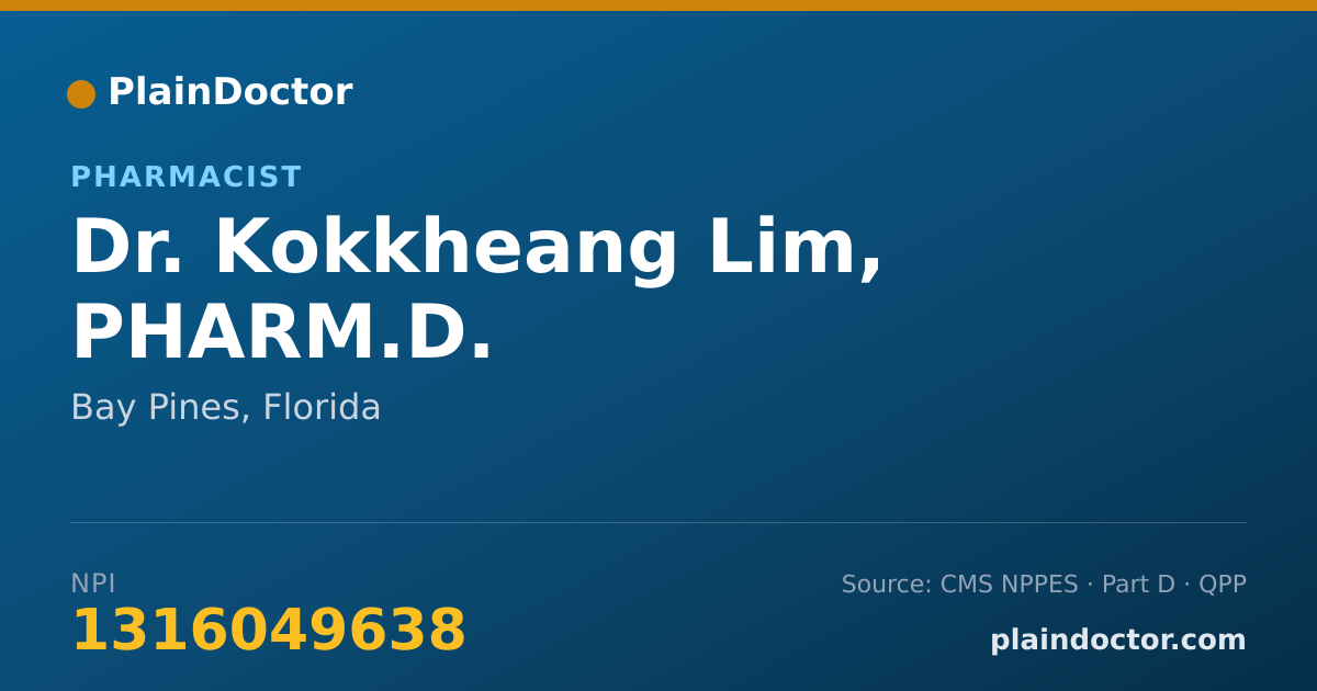 Shareable card for Kokkheang Lim, PHARM.D. - Pharmacist, Bay Pines, FL