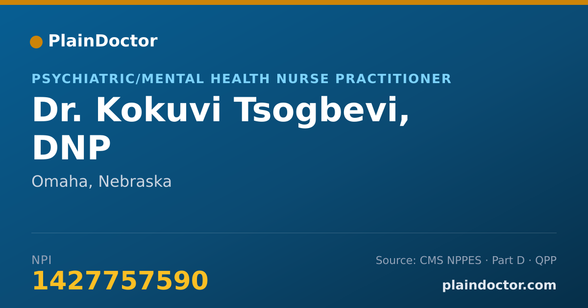 Shareable card for Kokuvi Tsogbevi, DNP - Psychiatric/Mental Health Nurse Practitioner, Omaha, NE