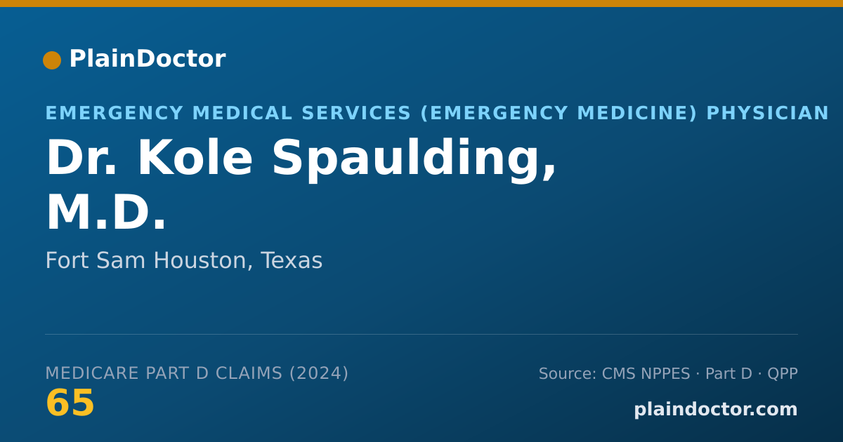 Shareable card for Kole Spaulding, M.D. - General Practice Physician, Fort Sam Houston, TX
