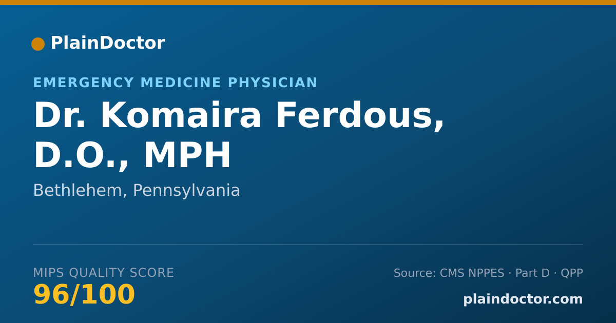 Shareable card for Komaira Ferdous, D.O., MPH - Emergency Medicine Physician, Bethlehem, PA