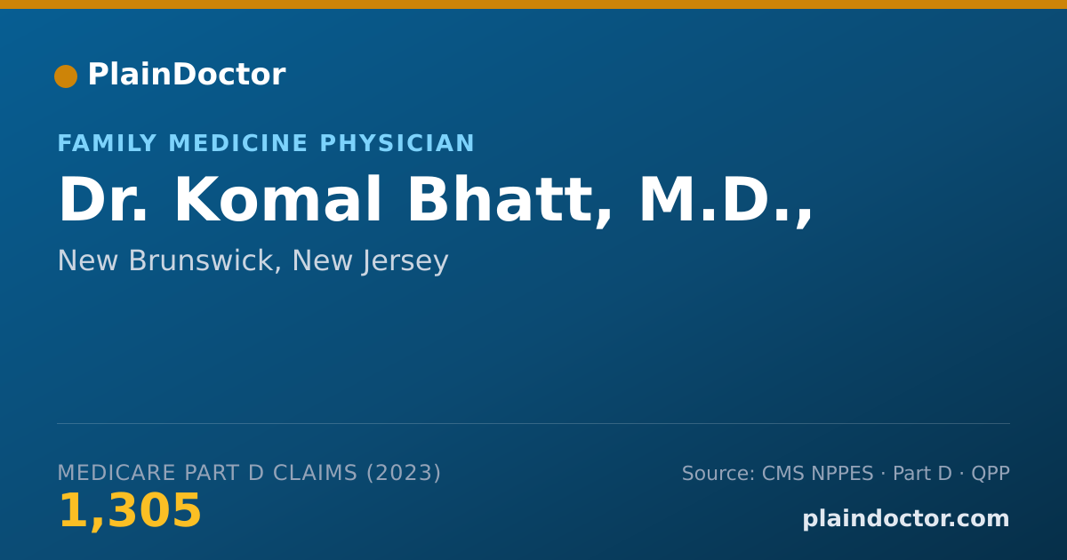 Shareable card for Komal Bhatt, M.D., - Family Medicine Physician, New Brunswick, NJ