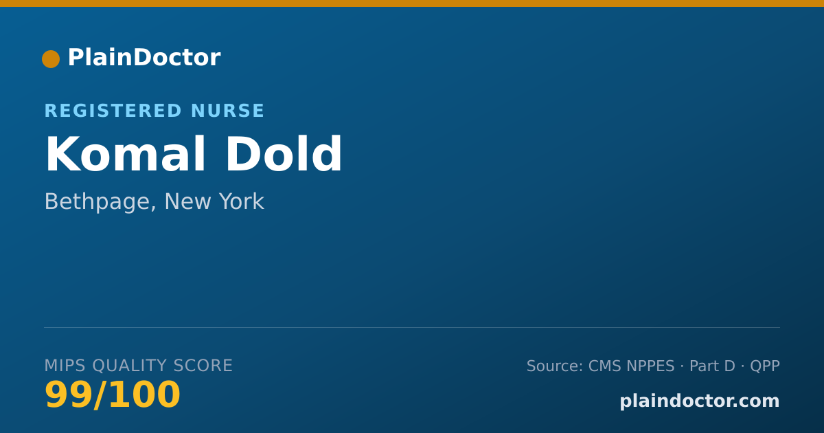 Shareable card for Komal Dold - Registered Nurse, Bethpage, NY