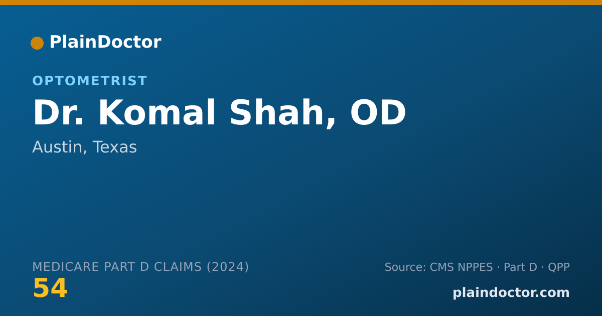 Shareable card for Komal Shah, OD - Optometrist, Austin, TX