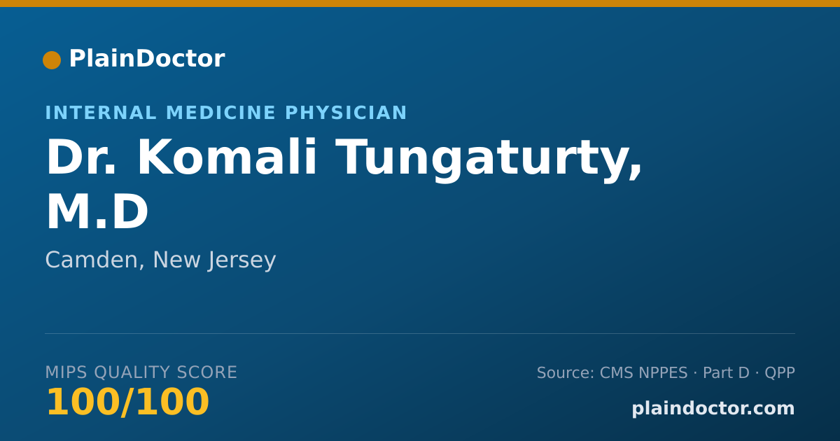 Shareable card for Komali Tungaturty, M.D - Internal Medicine Physician, Camden, NJ
