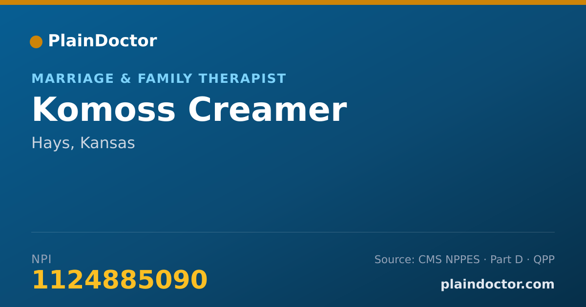 Shareable card for Komoss Creamer - Marriage & Family Therapist, Hays, KS
