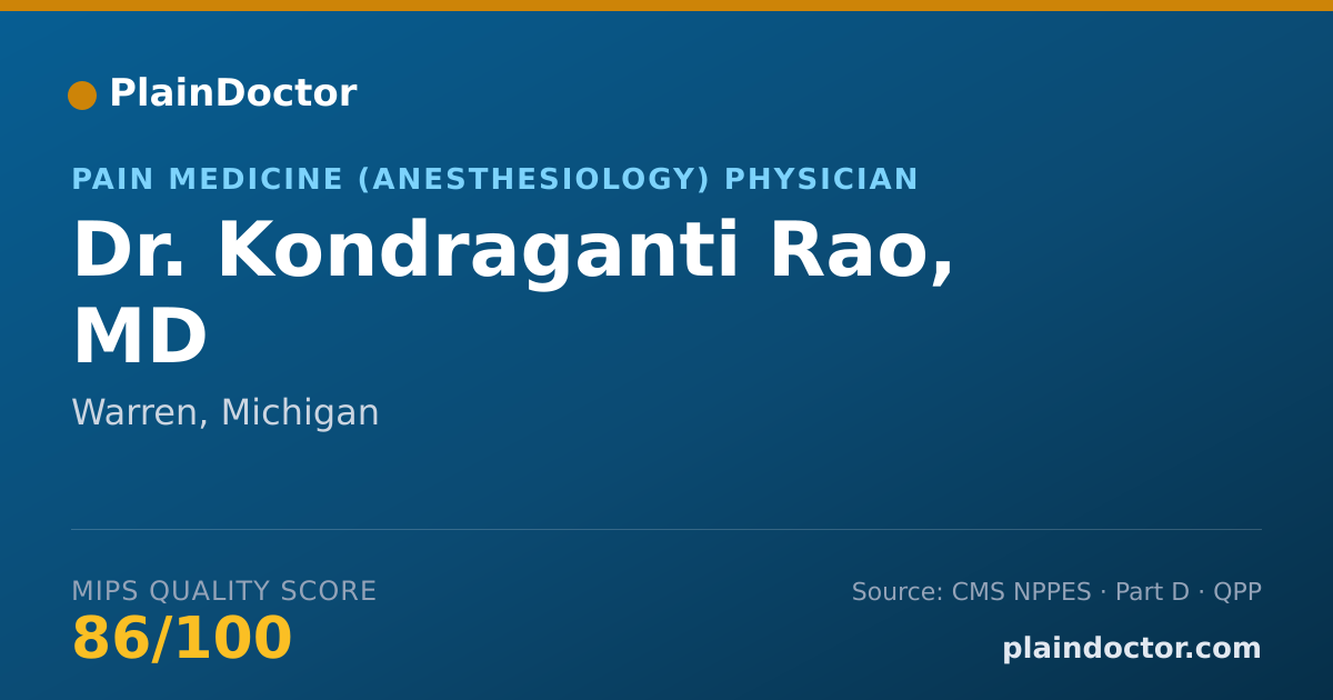 Shareable card for Kondraganti Rao, MD - Pain Medicine (Anesthesiology) Physician, Warren, MI